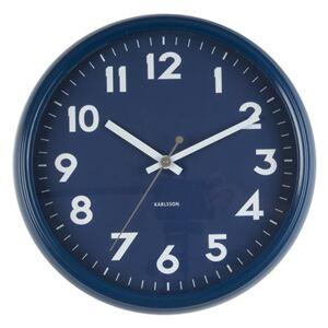 KARLSSON Nástěnné hodiny Badge tmavě modré 38 × 9 cm