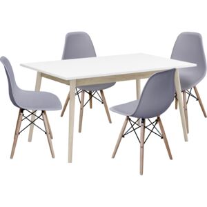 Jídelní stůl NATURE + 4 židle UNO šedé