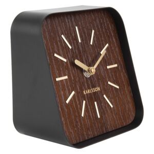 KARLSSON Stolní hodiny Squared tmavé dřevo 15 × 15 × 10cm