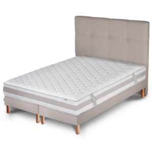 Světle šedá postel s matrací a dvojitým boxspringem Stella Cadente Maison Saturne Saches, 180 x 200 cm