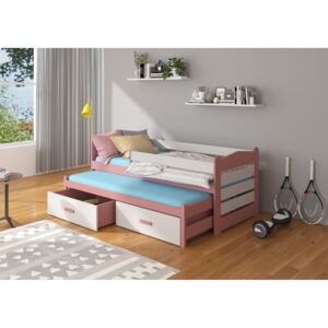 Dětská postel 80x200 cm Zeya se zábranou Růžová/bílá