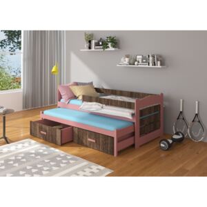 Dětská postel 80x200 cm Zeya se zábranou Růžová/zebrano