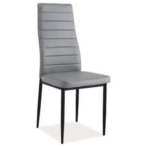 Jídelní židle v šedé ekokůži na černé kovové konstrukci typ C KN165