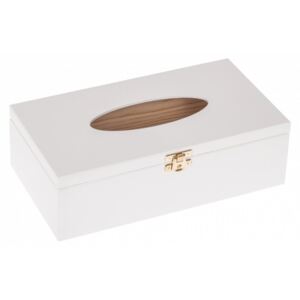 Krabička dřevěná na kapesníky 14,2x26,2x8,2 cm zapínání - bílá