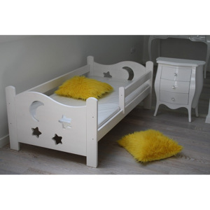 Dětská postel STAR + rošt ZDARMA, s úložným prostorem, bílá, 70x160cm