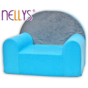 Dětské křesílko/pohovečka Nellys ® - Šedá s modrou