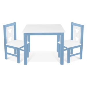 BABY NELLYS Dětský nábytek - 3 ks, stůl s židličkami - modrá, bílá, C/02