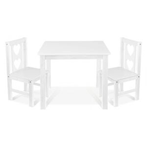 BABY NELLYS Dětský nábytek - 3 ks, stůl s židličkami - bílá, B/07