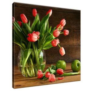 Obraz na plátně Nádherná kytice tulipánů a jablka 30x30cm 2199A_1AI