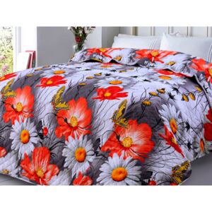 XPOSE® Přehoz na postel KARLA - oranžová/šedá 220x240 cm