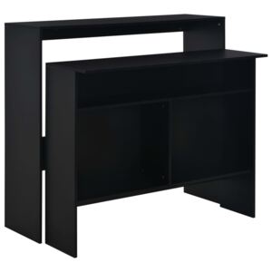 Barový stůl se 2 stolními deskami černý 130 x 40 x 120 cm