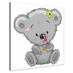 Obraz na plátně Roztomilý medvídek s kytičkami 30x30cm 2825A_1AI