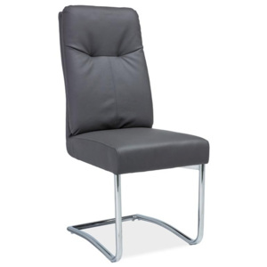 Čalouněná jídelní židle v šedé barvě na kovové konstrukci KN762