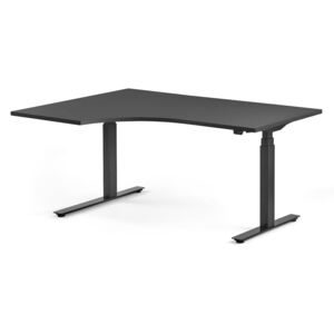 AJ Produkty Výškově stavitelný stůl Modulus, rohový, 1600x1200 mm, černý rám, černá