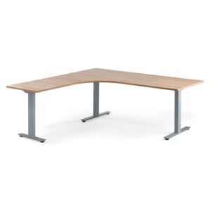 AJ Produkty Rohový psací stůl Modulus, T-nohy, 2000x2000 mm, stříbrný rám, dub