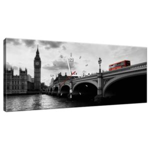 Tištěný obraz s hodinami Londýnským autobusem k věži Big Ben 100x40cm ZP1014A_1I