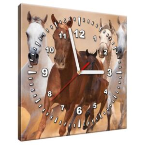Obraz s hodinami Cválající koně 30x30cm ZP1135A_1AI