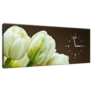 Tištěný obraz s hodinami Okouzlující bílé tulipány 100x40cm ZP1257A_1I