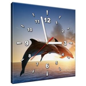 Obraz s hodinami Skákací delfíni 30x30cm ZP1358A_1AI