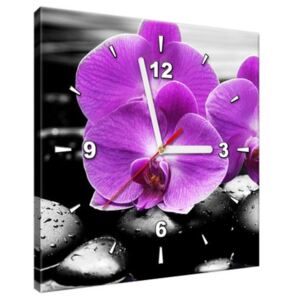 Obraz s hodinami Fialová orchidej 30x30cm ZP1379A_1AI