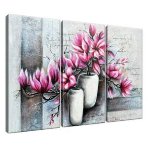 Obraz na plátně Růžové magnolie ve váze 90x60cm 3906A_3J