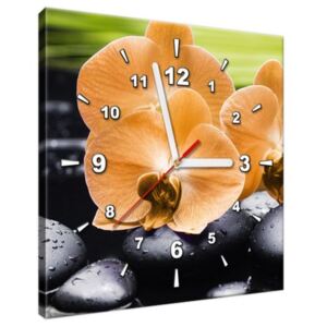 Obraz s hodinami Oranžová orchidej 30x30cm ZP1713A_1AI