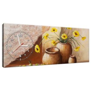 Tištěný obraz s hodinami Žluté květy ve váze 100x40cm ZP1777A_1I