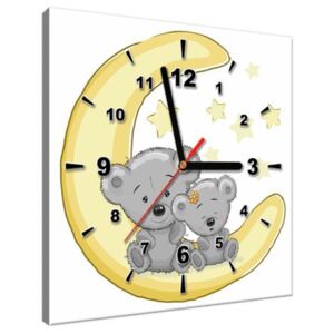 Obraz s hodinami Roztomilí medvídci na měsíci 30x30cm ZP2837A_1AI