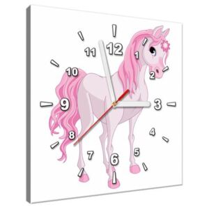 Obraz s hodinami Růžový koník 30x30cm ZP3014A_1AI