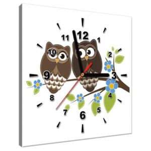 Obraz s hodinami Hnědé sovičky na větvi 30x30cm ZP3121A_1AI