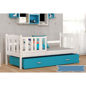 Dětská postel KUBA P color + matrace + rošt ZDARMA, 184x80, bílá/modrá