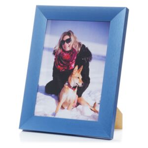 Rámeček na foto - kartáčovaný hliník - modrý na fotky: 13x18cm, zasklení: Sklo