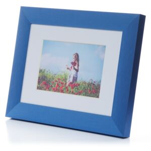 Rámeček na foto - kartáčovaný hliník - modrý na fotky: 15x21cm, zasklení: Sklo