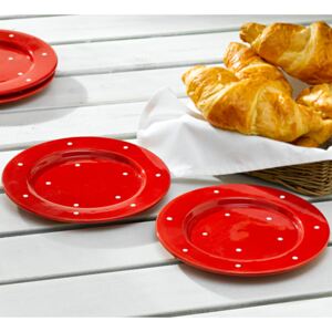 Magnet 3Pagen Talíř na snídani Puntíky červená-bílá pr. 20cm
