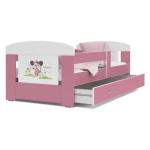 Dětská postel se šuplíkem PHILIP - 140x80 - růžová/miška