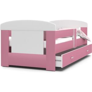 Dětská postel se šuplíkem PHILIP - 140x80 - růžovo-bílá