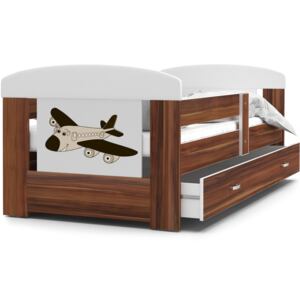 Dětská postel se šuplíkem PHILIP - 140x80 - havana/letadýlko