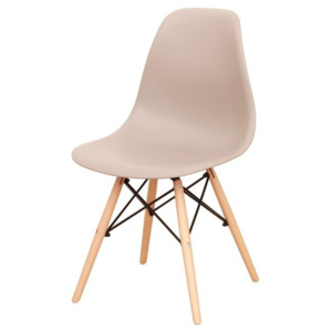 Designová jídelní židle plastová v barvě teple šedé a dekoru buk TK078