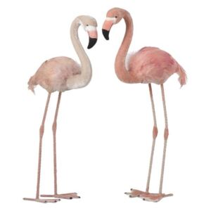 2x růžová dekorace plameňák Flamingo Pink - 35*12*62cm
