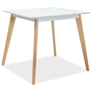 Jídelní stůl 80x80 cm v bílé barvě na dřevěné konstrukci v dekoru buk KN966