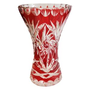 Váza broušená otevřená červená 12.5 cm