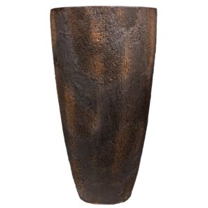 Pottery Pots Venkovní květináč kulatý Hugo XXL, Imperial Brown (barva tmavě hnědá), kolekce Oyster, materiál Ficonstone, průměr 68 cm x v 126 cm, objem cca 329 l