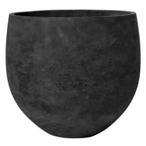Pottery Pots Venkovní květináč kulatý Mini Orb XL, Black Washed (barva tmavě šedá), kolekce Rough, materiál Fiberclay, průměr 39 cm x v 35 cm, objem cca 33 l