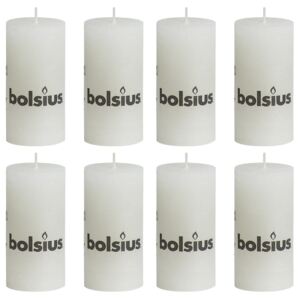 Bolsius Rustikální válcové svíčky 8 ks 100 x 50 mm bílé