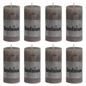 Bolsius Rustikální válcové svíčky 8 ks 100 x 50 mm taupe