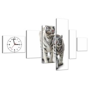 Obraz s hodinami Bílé tygry 180x100cm ZP1270A_6E
