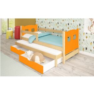 Dětská rozkládací postel se zábranou Kora - oranž