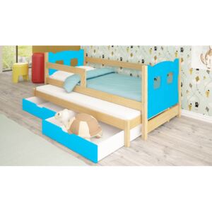 Dětská rozkládací postel se zábranou Kora - modrá