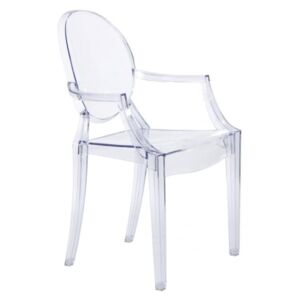 Designová židle Ghost s područkami, transparentní