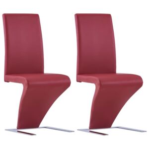 Jídelní židle s cik-cak designem 2 ks červené umělá kůže